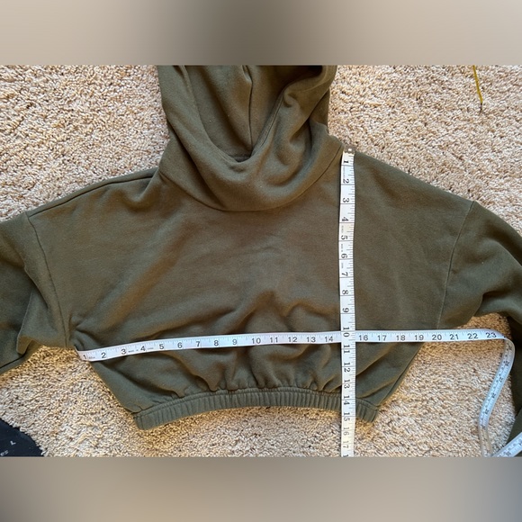 Naked Wardrobe French Terry Crop Hoodie Olive Green Small - Picture 3 of 10